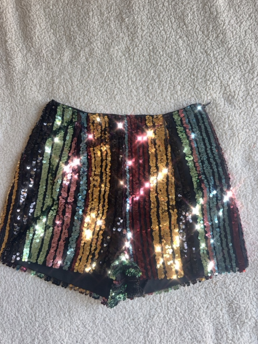 She + Sky Multi-Color Sequin High Waist Party Shorts